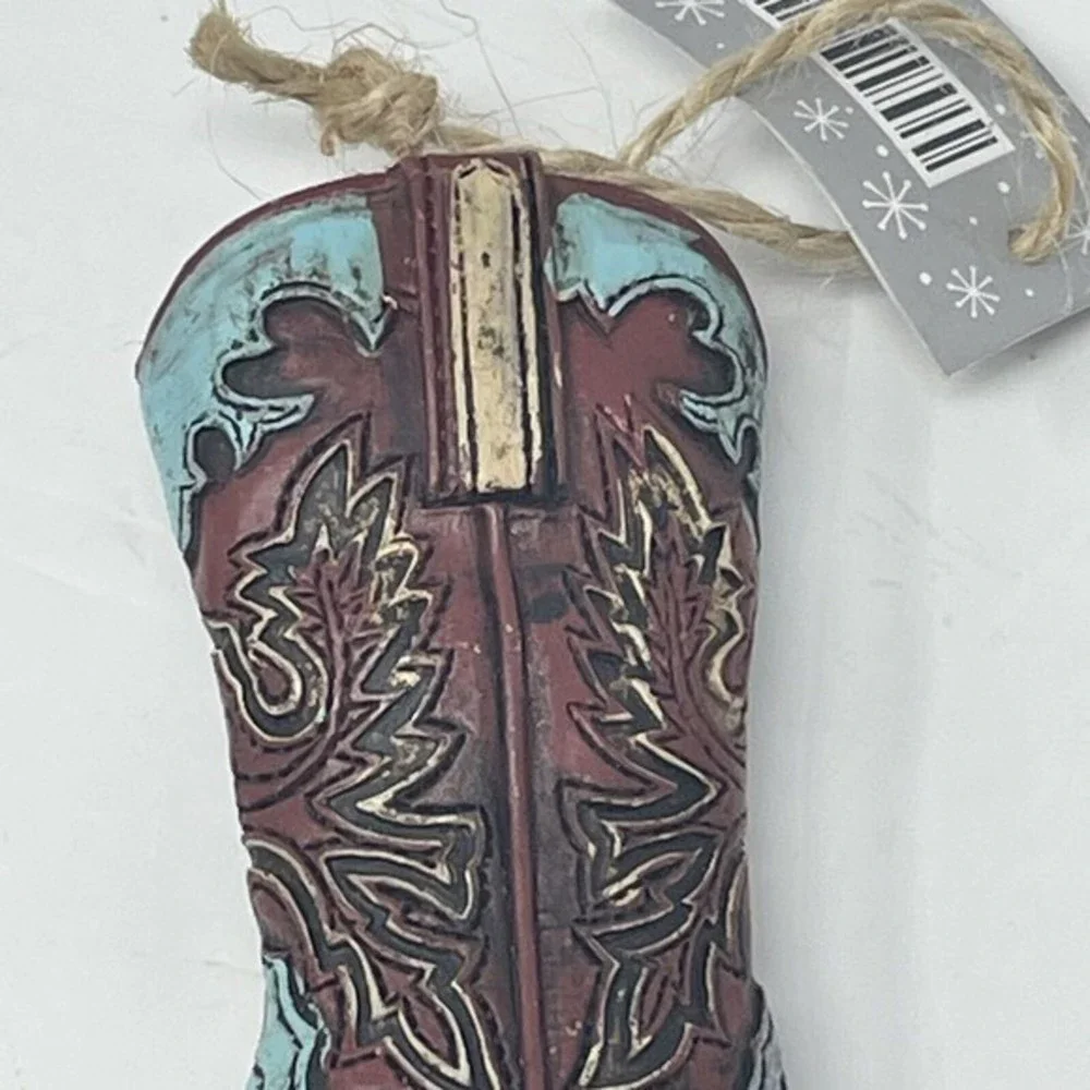 New Blue Cowboy Boot CHRISTMAS  ORNAMENT 3” Western Country Ranch  Cowgirl‎